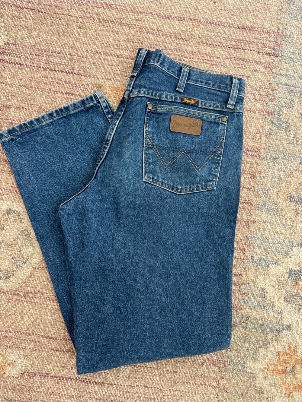 Wrangler Men's Dark Blue Straight Leg Jeans